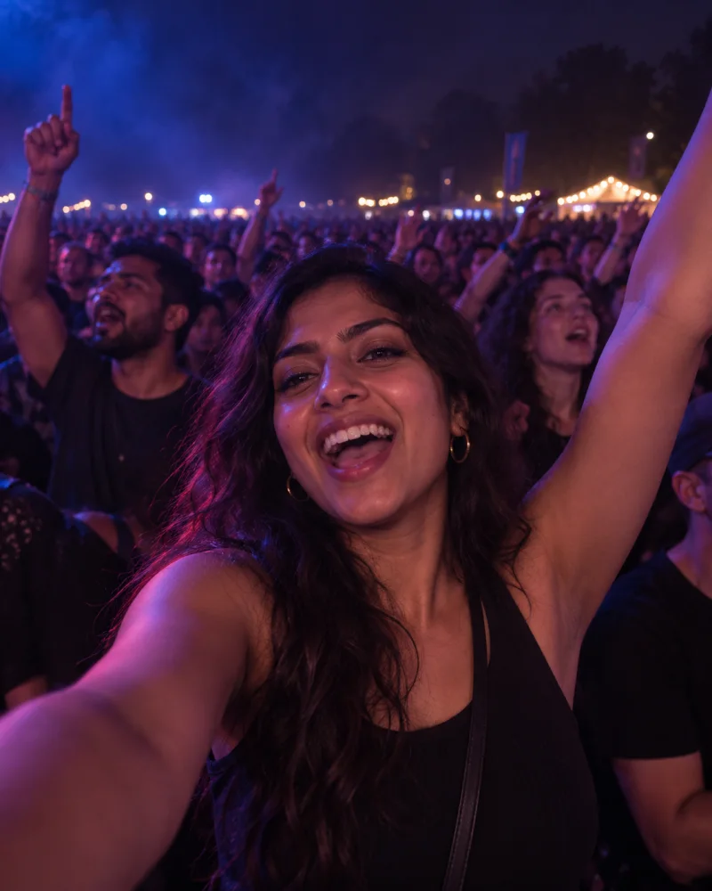 Live music · Front-camera reaction